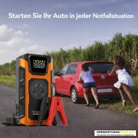 Autobatterie Booster 12V mit Reifenf&uuml;ller, Powerbank (7,5L Benzin/6L Diesel), LED-Licht
